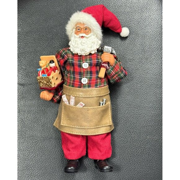 Christmas Carpenter Santa Claus Figurine 11 in Tools Toy Box Holiday Decor - Picture 1 of 8